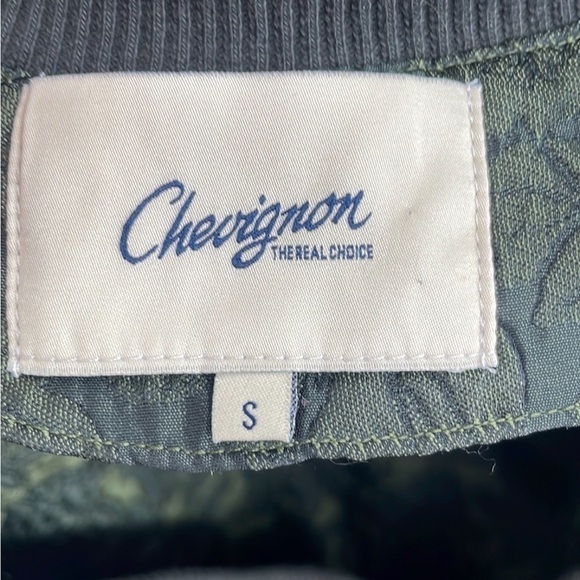 CHEVIGNON floral cardigan bomber jacket embossed metallic green academia sz sm - Picture 10 of 10